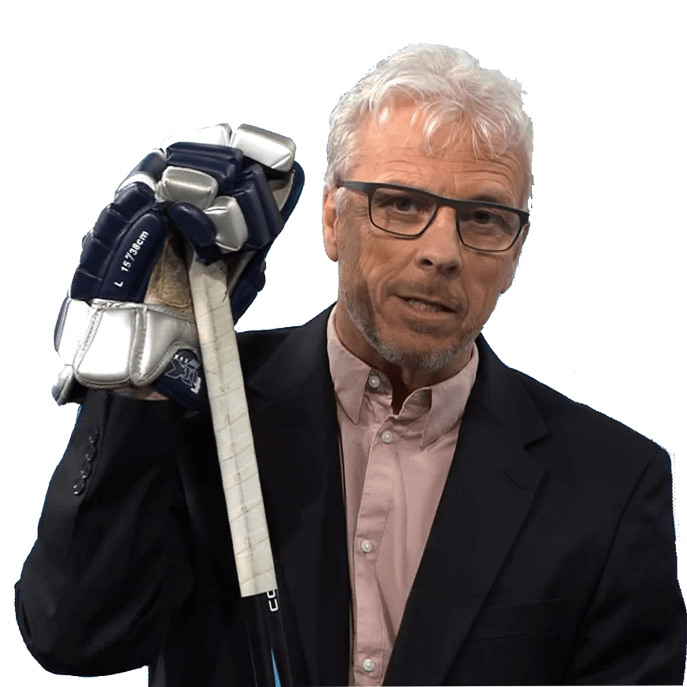 Ueli Schwarz mit einem Eishockeyschläger